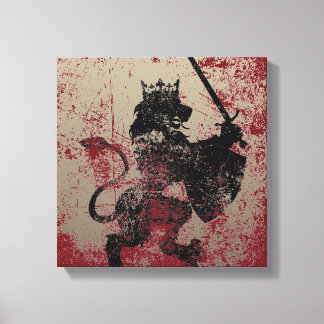 Grunge Lion King Wrapped Canvas Print