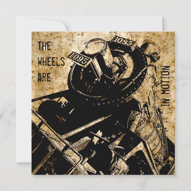 Grunge locomotive party invitation template (Front)