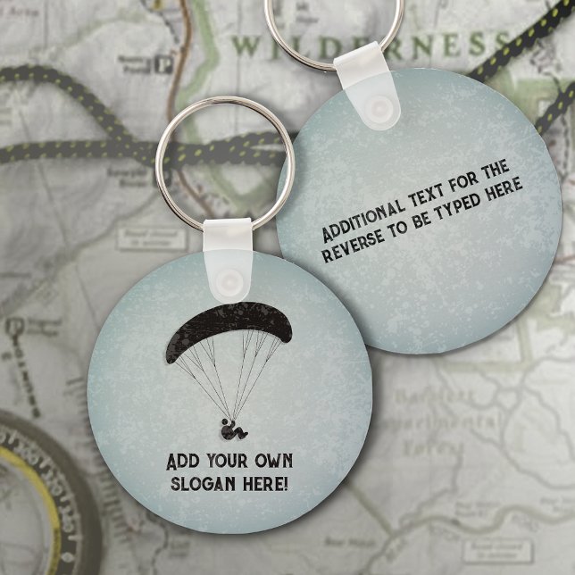 Grunge Look Paraglider, own text front and back Key Ring (Creator Uploaded)