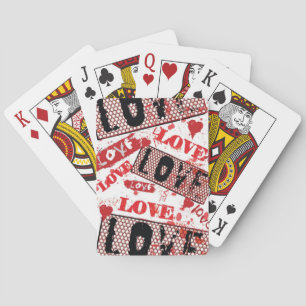 Grunge love pattern. playing cards