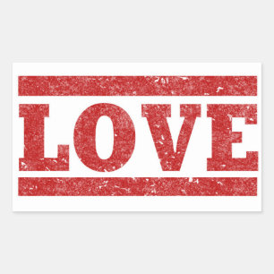 Grunge Love Stamp Rectangular Sticker