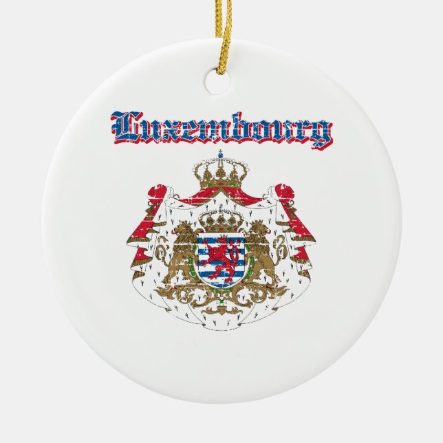 Grunge Luxembourg coat of arms designs Ceramic Tree Decoration (Front)