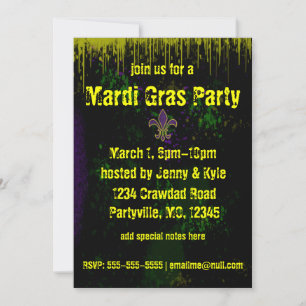 Grunge Mardi Gras Invitations