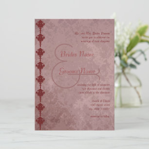 Grunge Maroon Damask Wedding Invitation