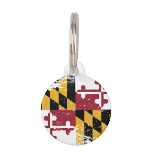 Grunge Maryland Flag Pet Tag