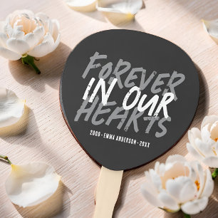Grunge Memorial Forever in our Hearts Custom Hand Fan