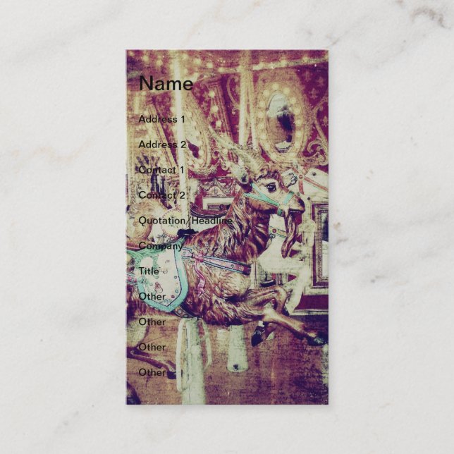 Grunge Merry-Go-Round Goat Business Card (Front)