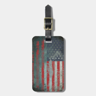 Grunge Metal American Flag 1 Luggage Tag