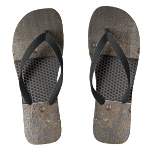 Grunge metal background flip flops