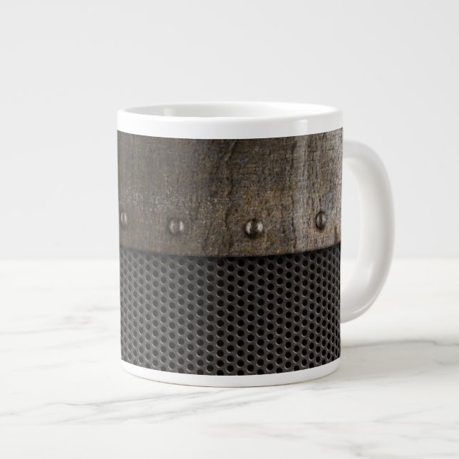 Grunge metal background large coffee mug (Front Right)