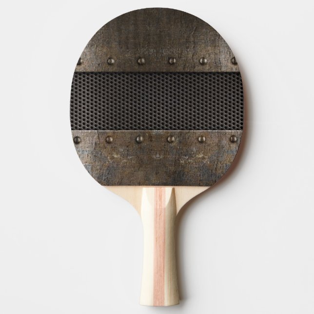 Grunge metal background ping pong paddle (Front)
