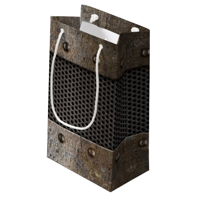 Grunge metal background small gift bag (Back Angled)