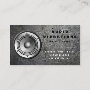 Grunge Metal Car Audio Stereo Speaker Installation Business Card