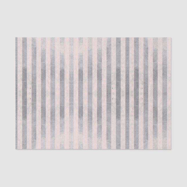 Grunge Metallic Silver Blush Stripe Decoupage Tissue Paper (Front)
