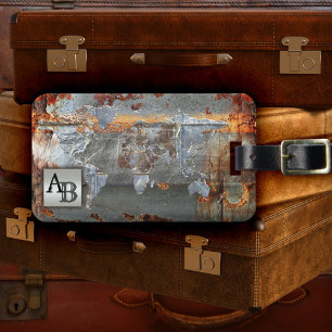 Grunge Metallic World Map Luggage Tag