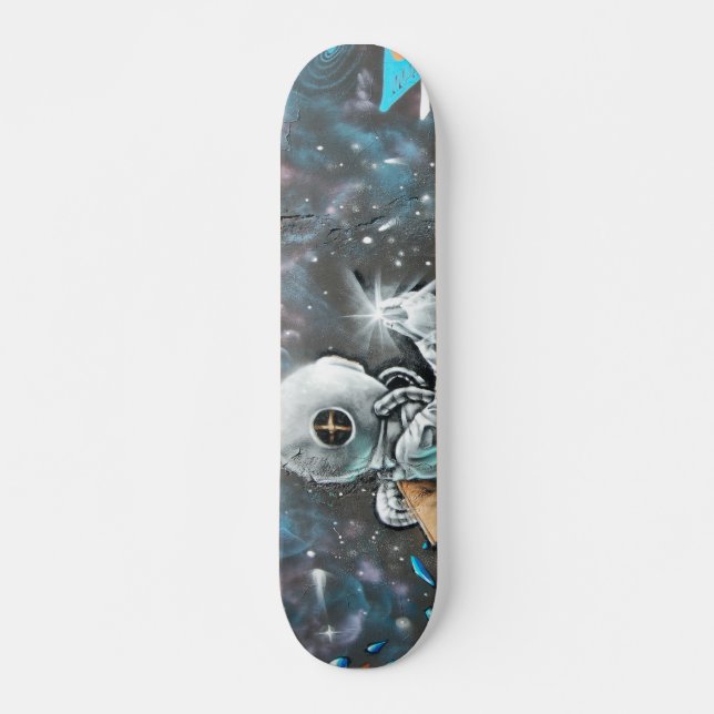 Grunge Modern Space Astronaut Street Art Skateboard (Front)