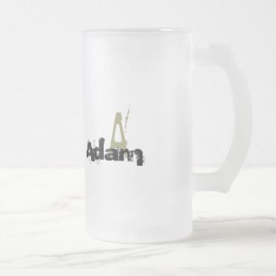 Grunge Monogrammed Frosted Glass Beer Mug