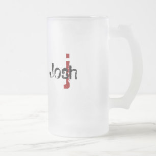 Grunge Monogrammed Frosted Glass Beer Mug