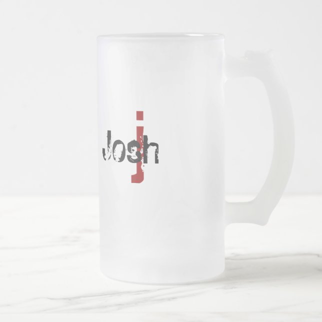 Grunge Monogrammed Frosted Glass Beer Mug (Right)