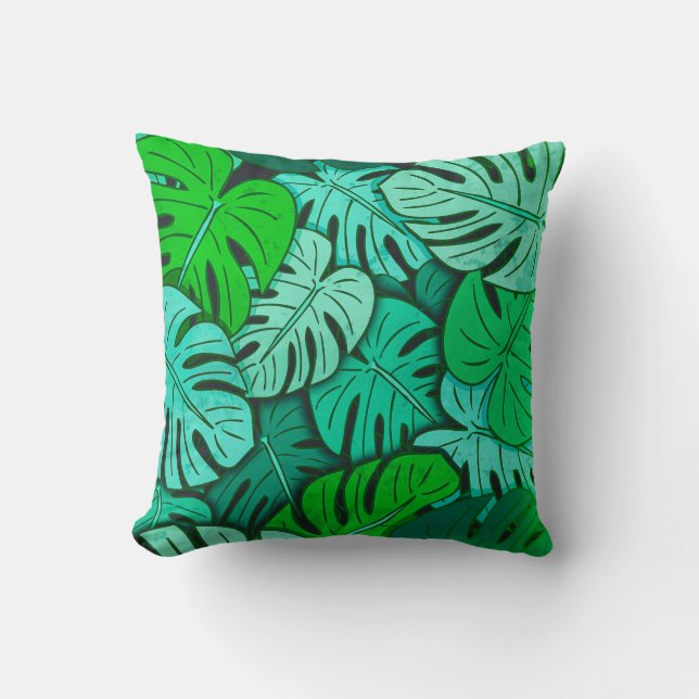 Grunge Monstera Leaves #2 Cushion (Front)