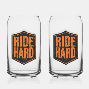 Grunge Motorcycle "Ride Hard" Shield Can Glass
