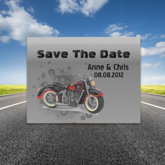 grunge Motorcyle Biker Wedding save the date Announcement Postcard (grunge Motorcyle Biker Wedding save the date Announcement Postcard)