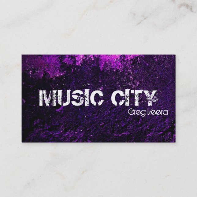 Grunge Music Business Card - Pink Purple Texture (Front)