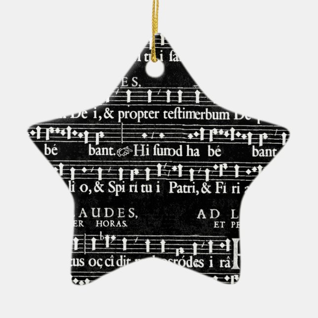 grunge music notes ceramic tree decoration (Front)