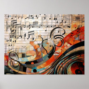 Grunge music score poster