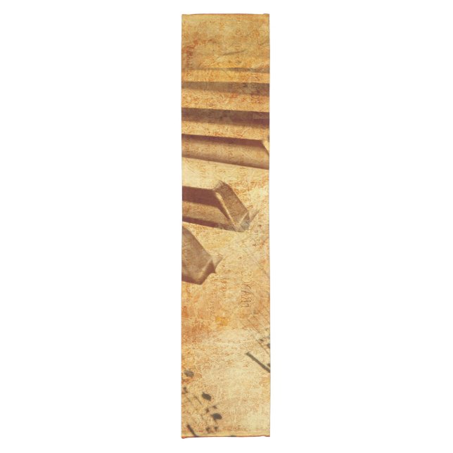 Grunge Music Sheet Piano Keys Short Table Runner (Front)