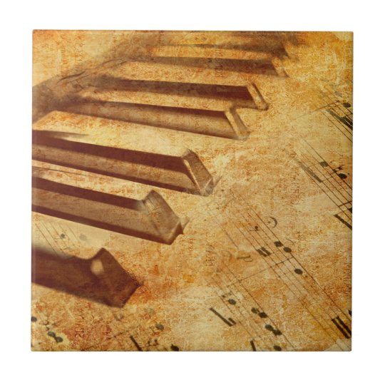 Grunge Music Sheet Piano Keys Tile Zazzle.co.uk