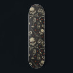 Grunge music skull crossbones pattern skateboard<br><div class="desc">Grunge style skull,  crossbones & various musical instruments on black background,  seamless repeat pattern</div>