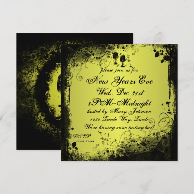 Grunge New Years Eve Invitation (Front/Back)
