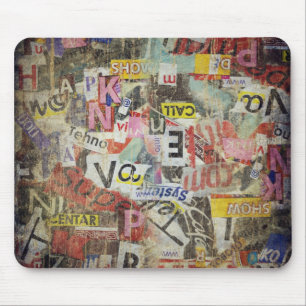 Grunge newspaper letters mouse mat
