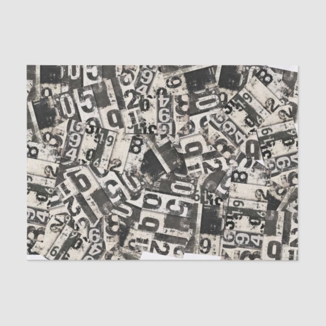 Grunge Numbers Decoupage Scrapbook Collage Gift Tissue Paper (Front)