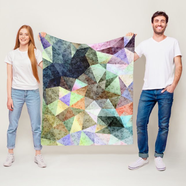Grunge oldish retro polygonal geometrical triangle fleece blanket (In Situ)