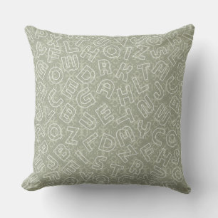 Grunge Olive Alphabet Inspirational Pillow