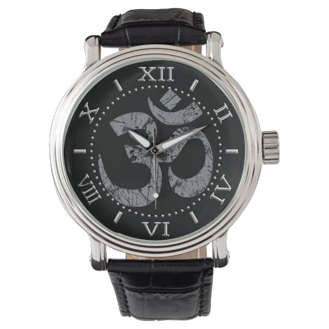 Grunge OM Symbol Spirituality Yoga Dial Watch (Front)