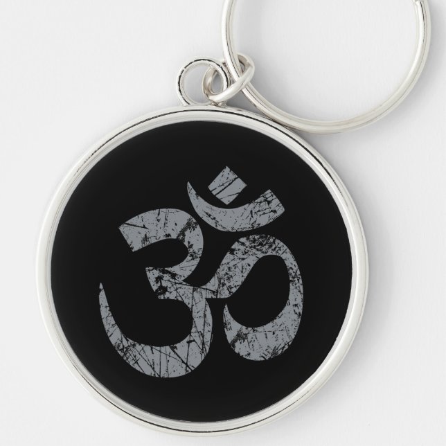 Grunge OM Symbol Spirituality Yoga Key Ring (Front)