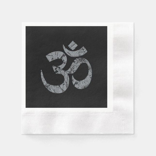Grunge OM Symbol Spirituality Yoga Napkin (Front)