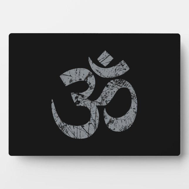 Grunge OM Symbol Spirituality Yoga Plaque (Front)