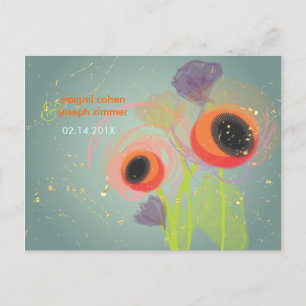 Grunge Orange poppies, Invitations postcards