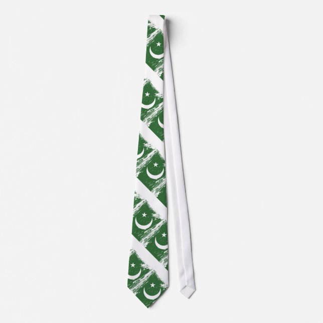 Grunge Pakistan Flag Tie (Front)