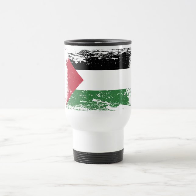 Grunge Palestine Flag Travel Mug (Center)