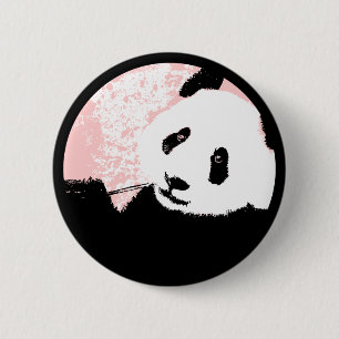 grunge panda. 6 cm round badge