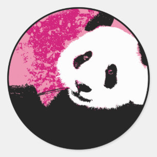 grunge panda. classic round sticker