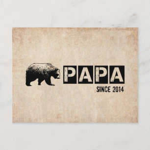Grunge Papa Bear Since 2014, Black Postcard
