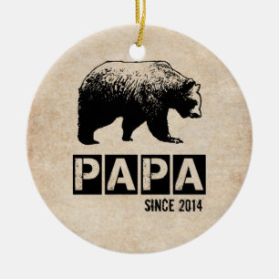 Grunge Papa Bear Since Year For Dad Ceramic Tree Decoration