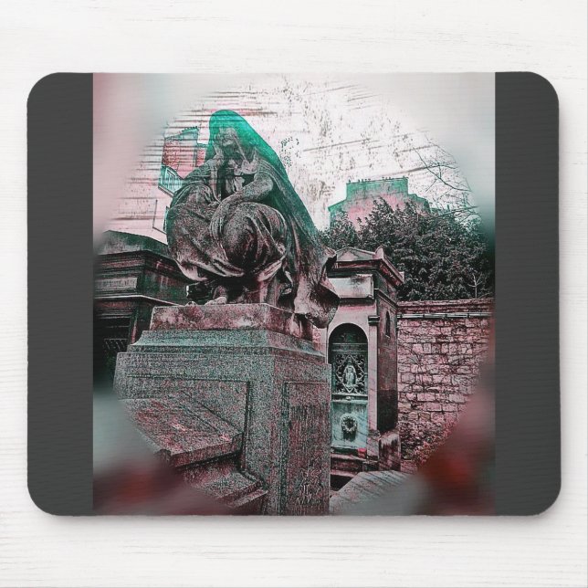 Grunge Paris Grave Mouse Mat (Front)