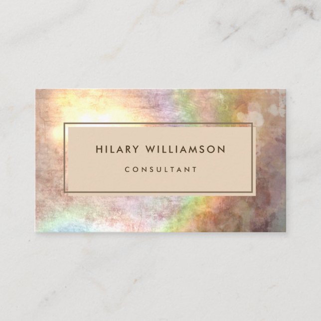 Grunge Pastel Holograph Beige Business Card (Front)